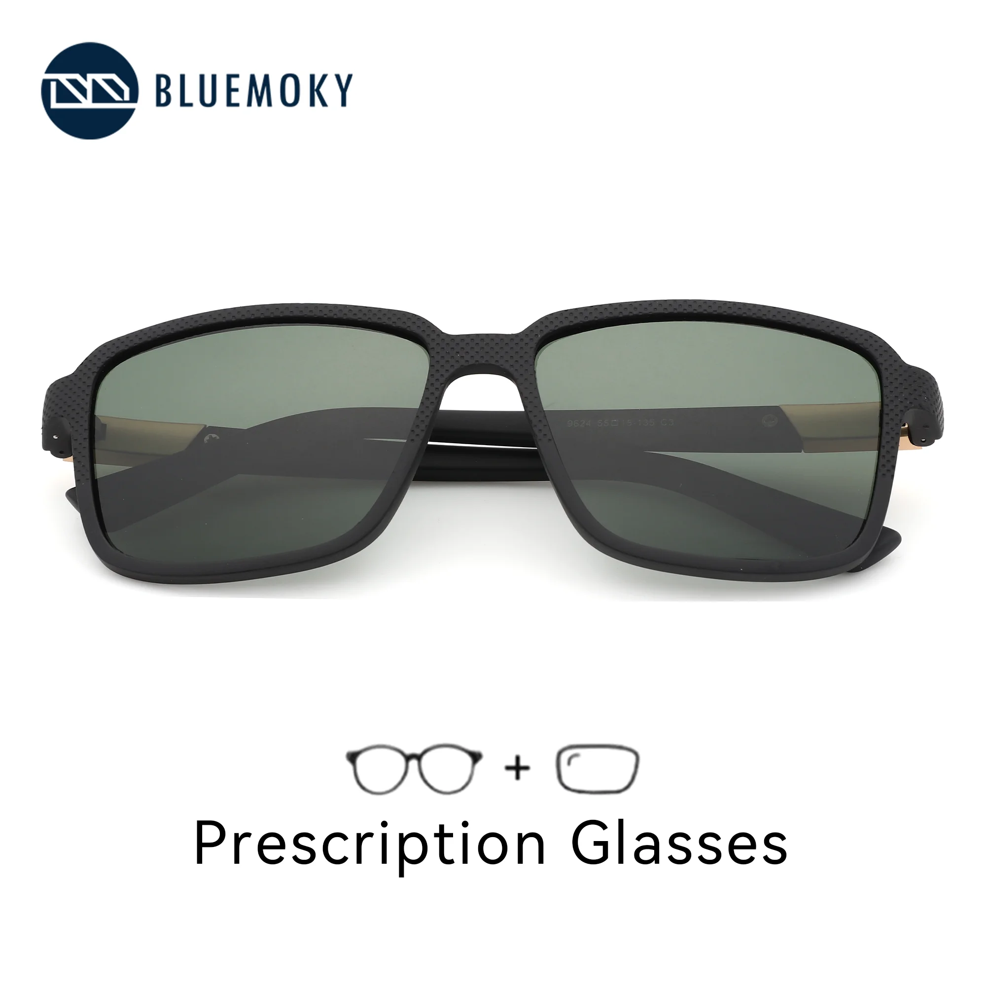 

BLUEMOKY L Size Stylish TR90 Polarized Sunglasses Prescription For Men UV400 Square Myopia Optical Sun Glasses