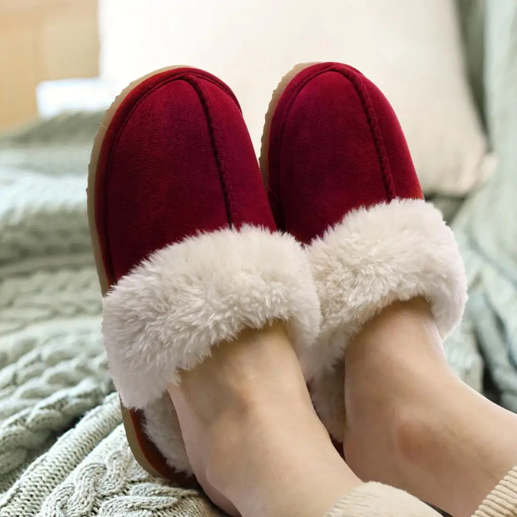 Pallene Winter Plüsch Faux Pelz Hausschuhe Für Frauen Pelzigen Fuzzy Hause Schuhe Weibliche Weiche Sohle Flache Rutschen Mode Lässig Gemütliche Slipper