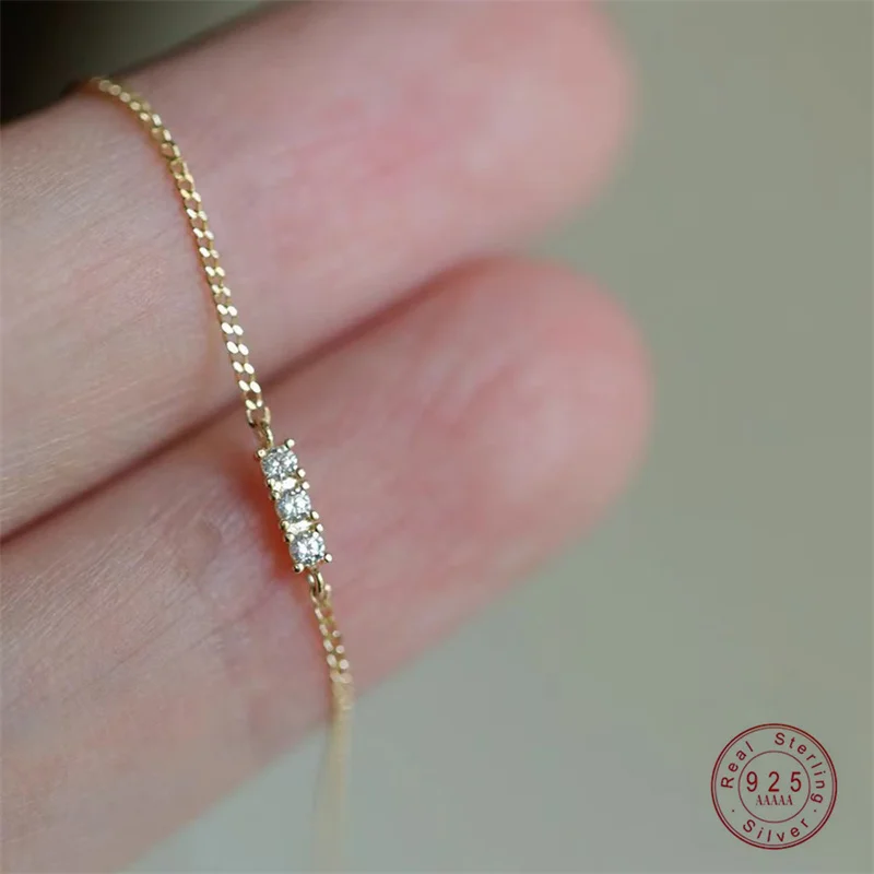 

Сверкающий браслет с цирконием, стерлинговое серебро 925, нежный браслет для женщин, ювелирные изделия, подарок на отпуск