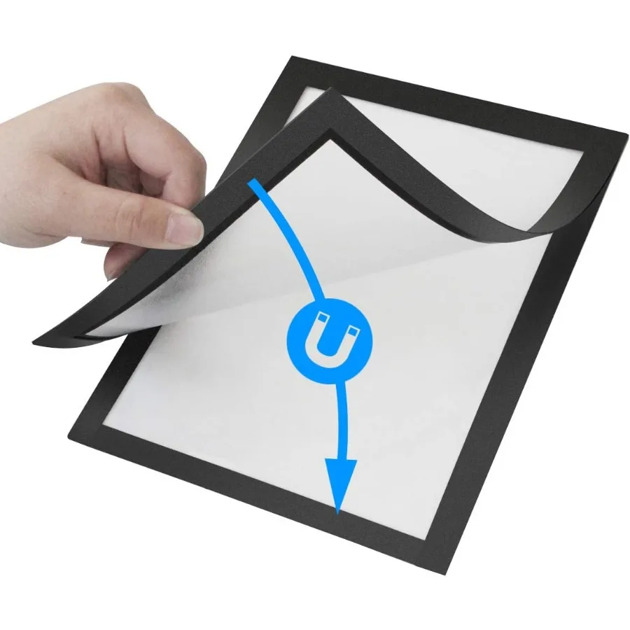 أوعية حامل لافتة المستندات مع إطار عرض ملصق بلاستيكي خلفي مغناطيسي لإشعار الصورة لمقصورة السبورة البيضاء للثلاجة