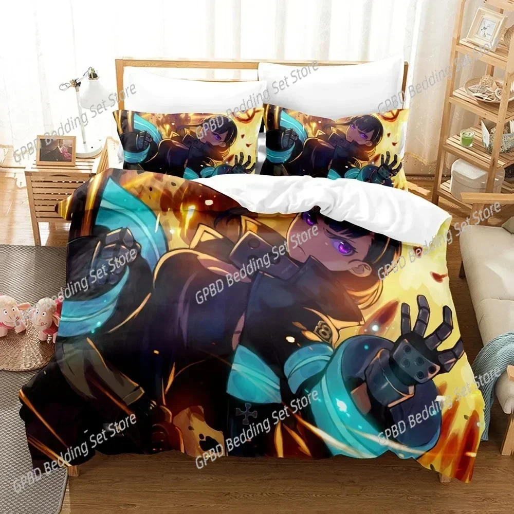 Fire Force 3D Bedding Set Duvet Cover Pillowcases Single Twin Full Queen King Size Home Decor Quilt Boys Gift Quilt Cover Pillow