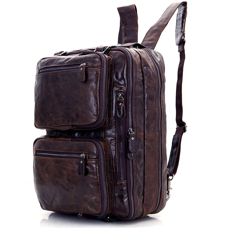 High Class Multi-Function Genuine Leather Backpack Men Travel School Bag male knapsack Rucksack Hiking Bagpack