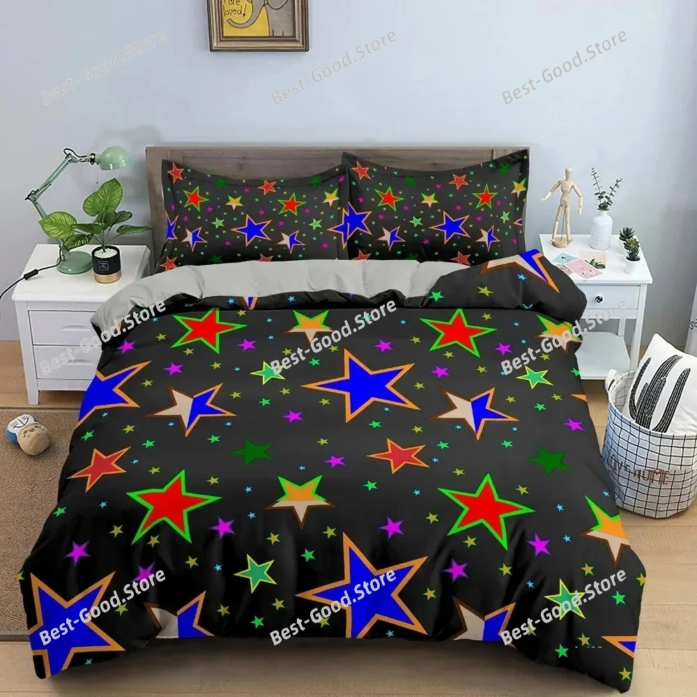 New Fashion Star Pattern Duvet Cover Colorful Stars Print Quilt Covers For Bedroom Single Twin Queen King Bedding Set Home Decor