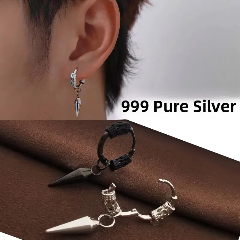 brinco-de-prata-pura-com-borla-ear-cuff-masculino-joia-decorativa-de-moda-para-orelha-Unica-design-original-unissex