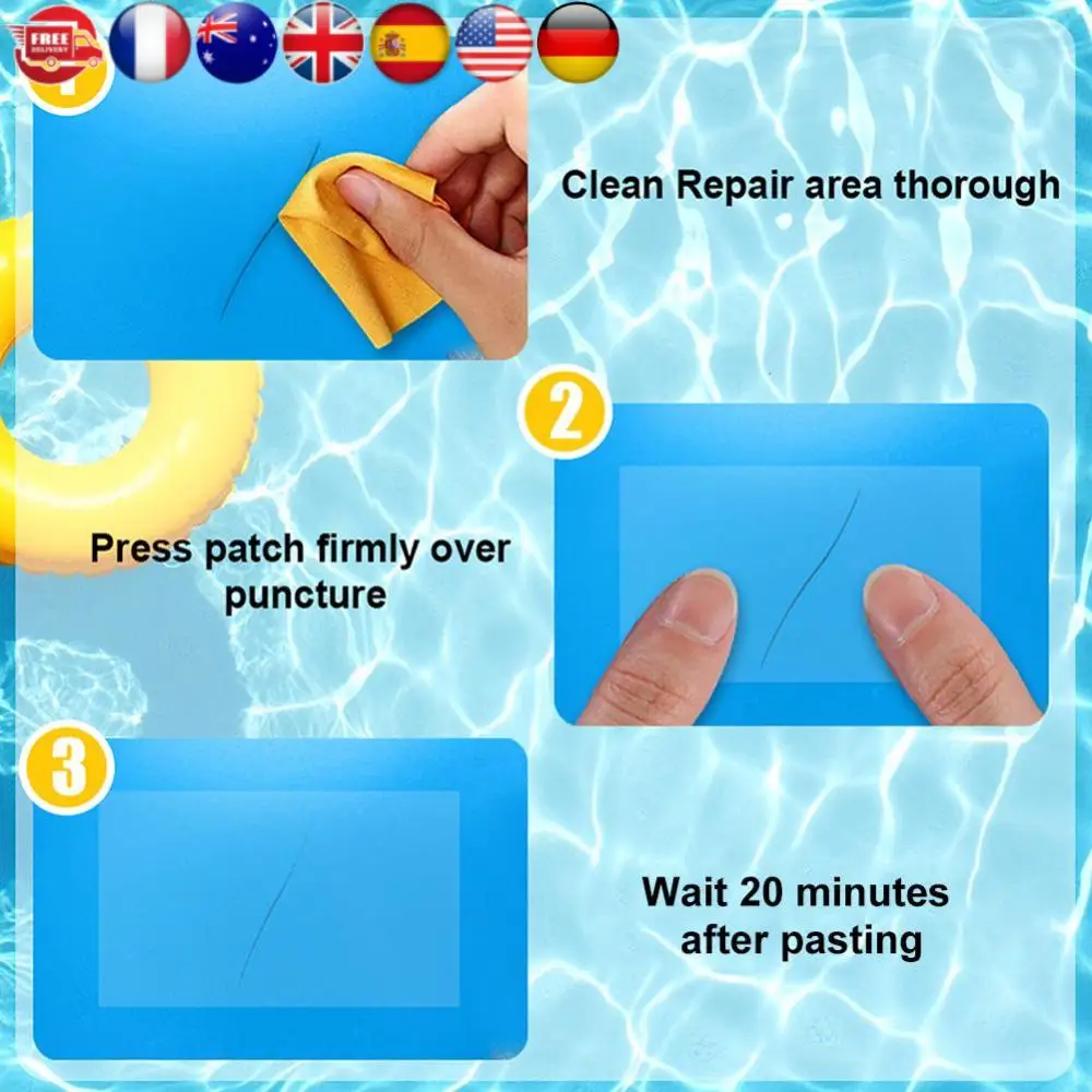10pcs Pool Repair Patch Waterproof Self-Adhesive Pool Liner Repairing Stickers