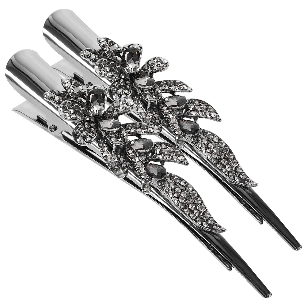 

2pcs Rhinestone Metal Hair Clips Bling Decorative Barrettes Sparkling Accessories For Women Fine Hair Stylish Prom Party Use