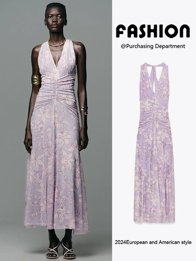 

Новое летнее женское длинное платье Ele с подвесным принтом из шелковой сетки Dr, этнический сценический костюм, модное платье