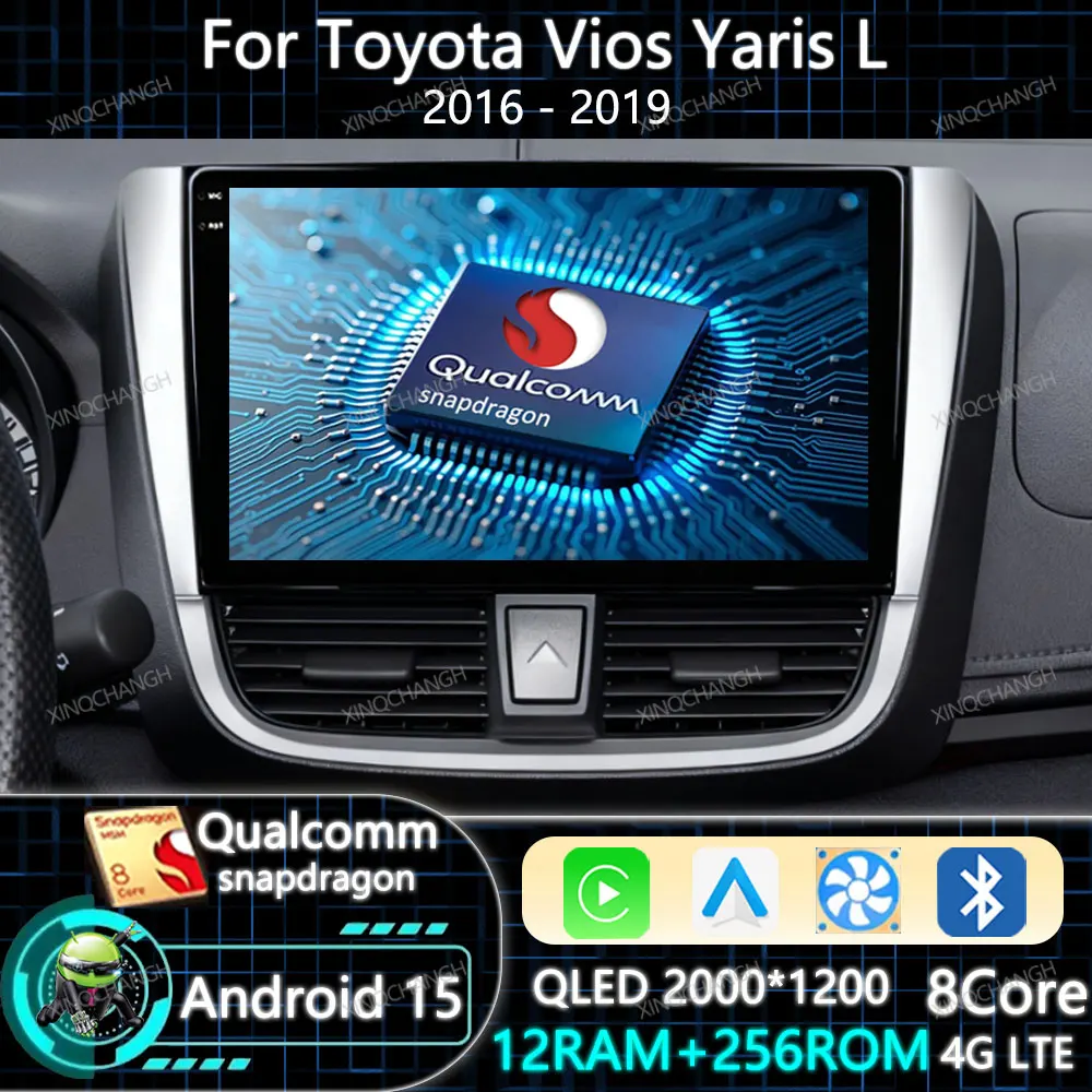 

Автомагнитола Android 15 с Carplay и Auto для Toyota Vios Yaris L 2016-2019, Qualcomm QLED, 2DIN, 4G LTE, 5G WIFI, головное устройство, Bluetooth, навигация