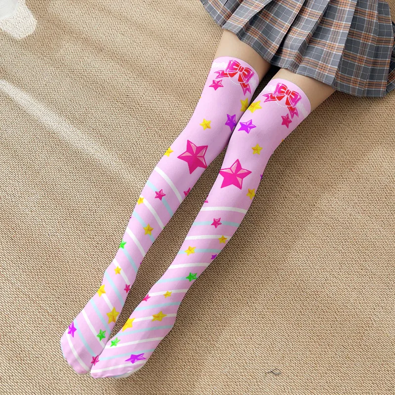 

2025 Ocean Series Starfish Multi Color Anime Printed Thin Women's Spring and Autumn Japanese Lolita Cute Knee length Stockings