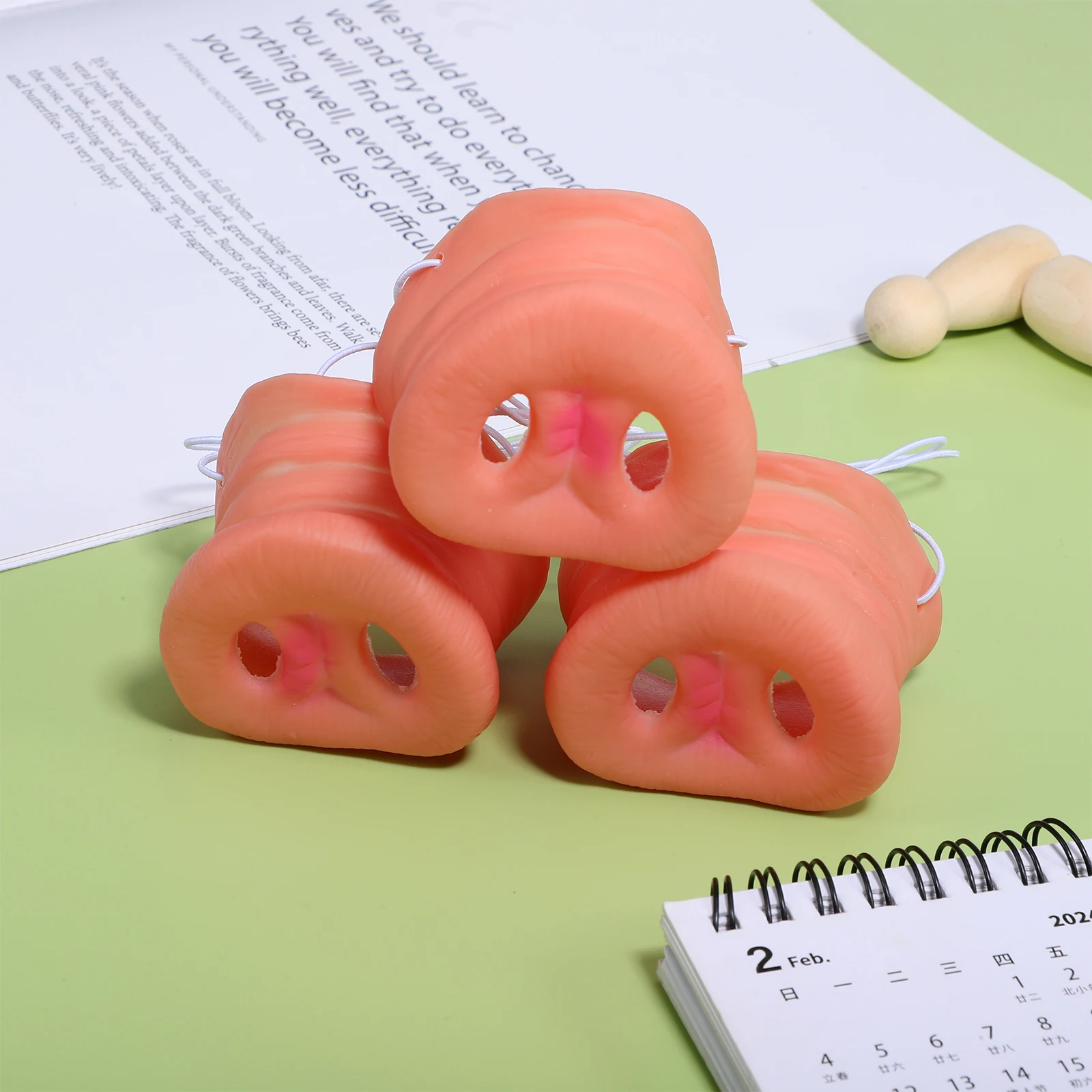 

3 Pcs Vinyl Pig Nose Mask 6x5x5cm Elastic Band Adjustable Cosplay Prop Kids Man Animal Fake Noses Circus Accessories