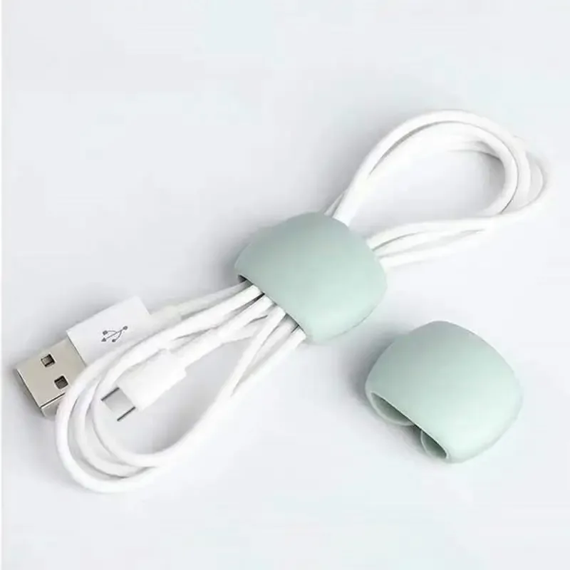 Enrollador de cables, Clips redondos para cables, soporte para cargador de auriculares USB para teléfono móvil, organizador de escritorio, gestión de cables de escritorio
