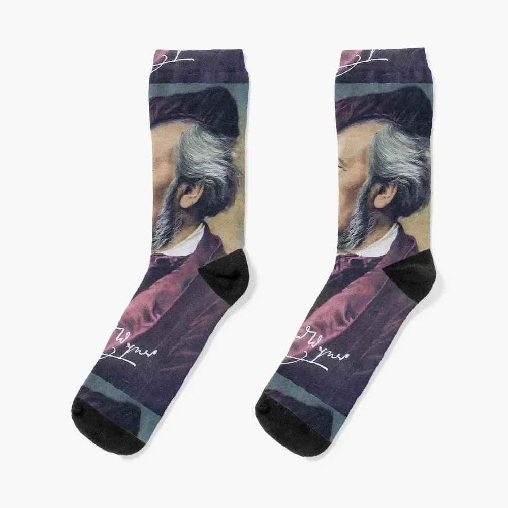 

Richard Wagner profile porrait with autograph Socks Toe sports Stockings warm winter cool Socks Woman Men's