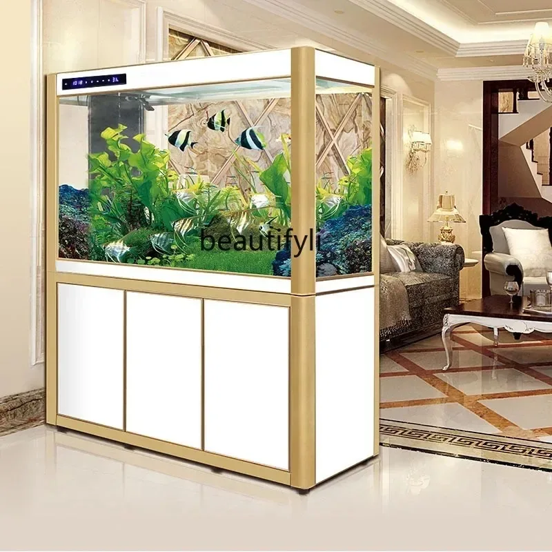 A07 V Large Glass Fish Tank Rectangular Living Room Floor Mute Aquarium Screen Ecological Change Water