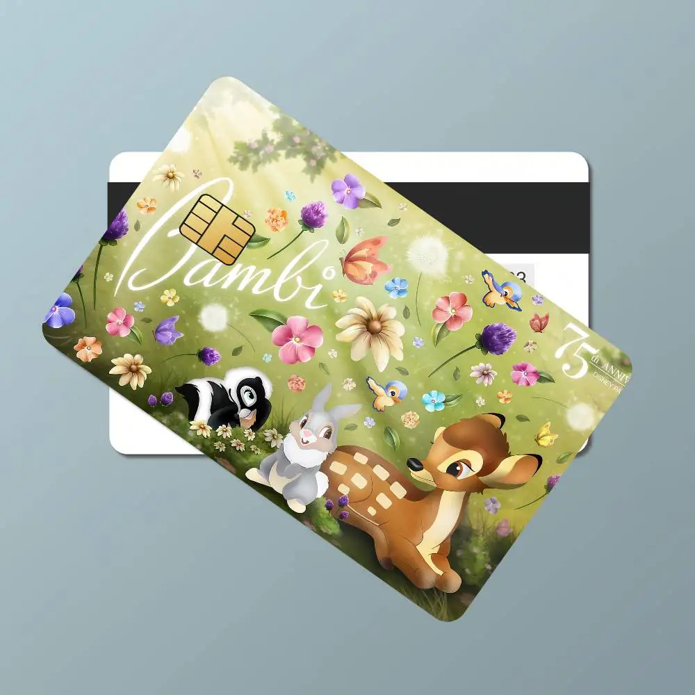 كارتون لطيف بامبي ملصق فيلم الجلد غطاء ملصقات بطاقة الائتمان 4 قطعة الخصم الجبهة الديكور البنك حافلة تمرير مقاوم للماء