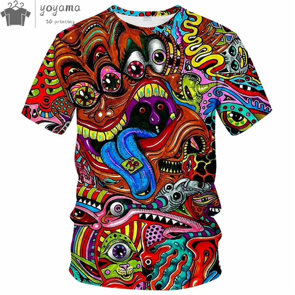 

Colorful Trippy T-Shirt For Men 3d Printed Painting Cool Designs T Shirt Tee Shirts Summer Casual Short Sleeve O-Neck T-Shirt