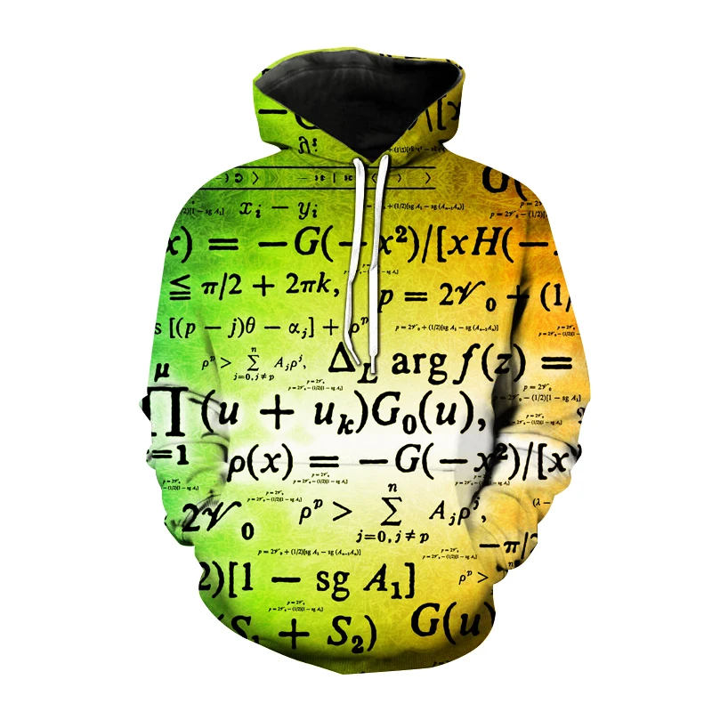 Fun 3D printed sports shirt formula, mathematical graphics, street wear, men\'s fashion, oversized sports shirt, hooded boys\' top