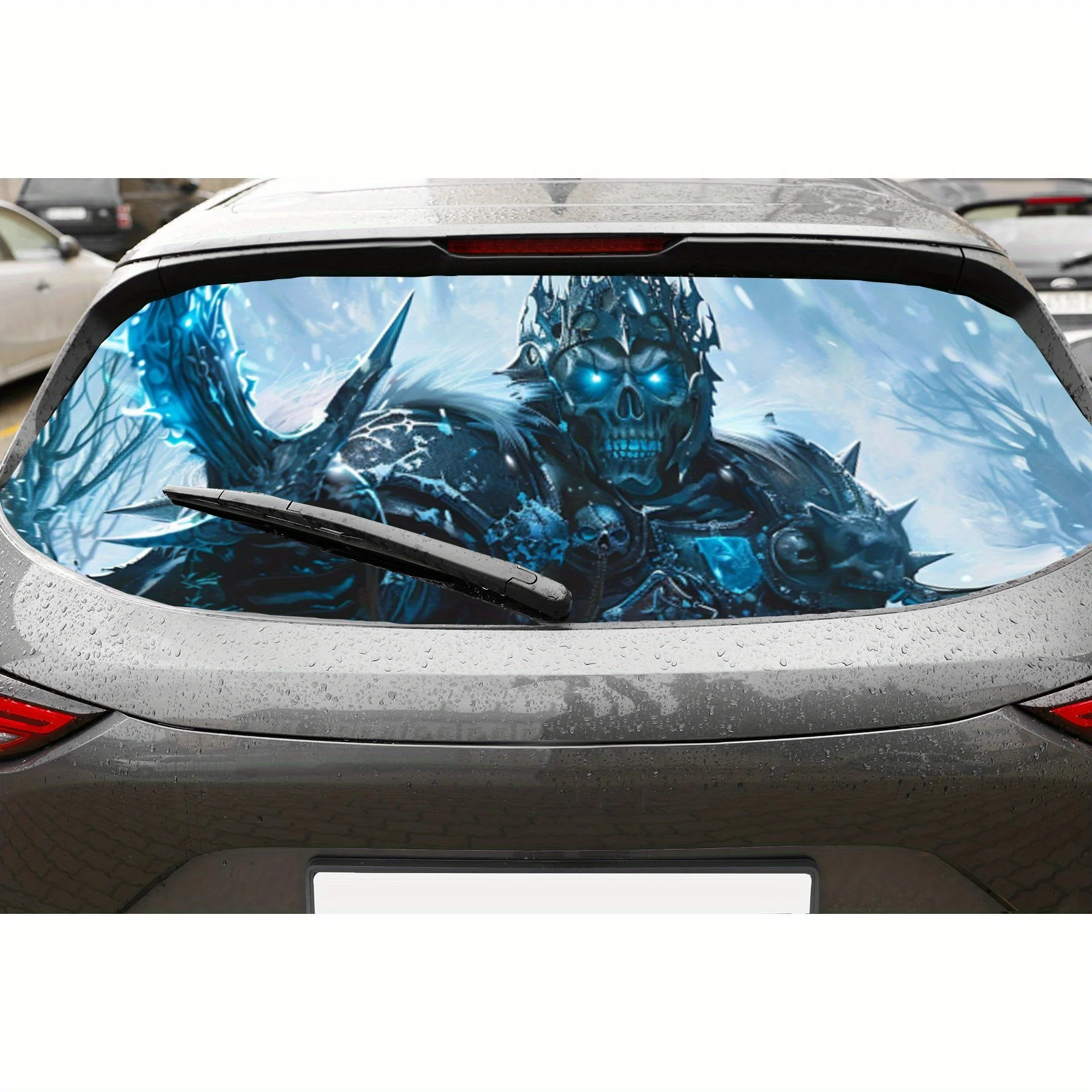 

Winter Skeleton King PVC Perforated Car Vinyl Wraps, Privacy Enhancing Design for Rear Window, Car Rear Windshield Sticker for M