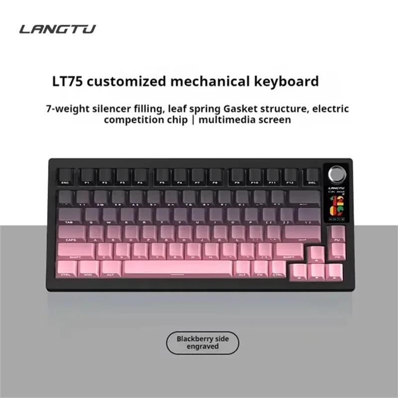 Lt75 Mechanical Keyboard 3-Mode 80 Keys Wired/wireless/bluetooth Pbt Rgb Gasket Hot Swappable for Office Pc Game Keyboard﻿