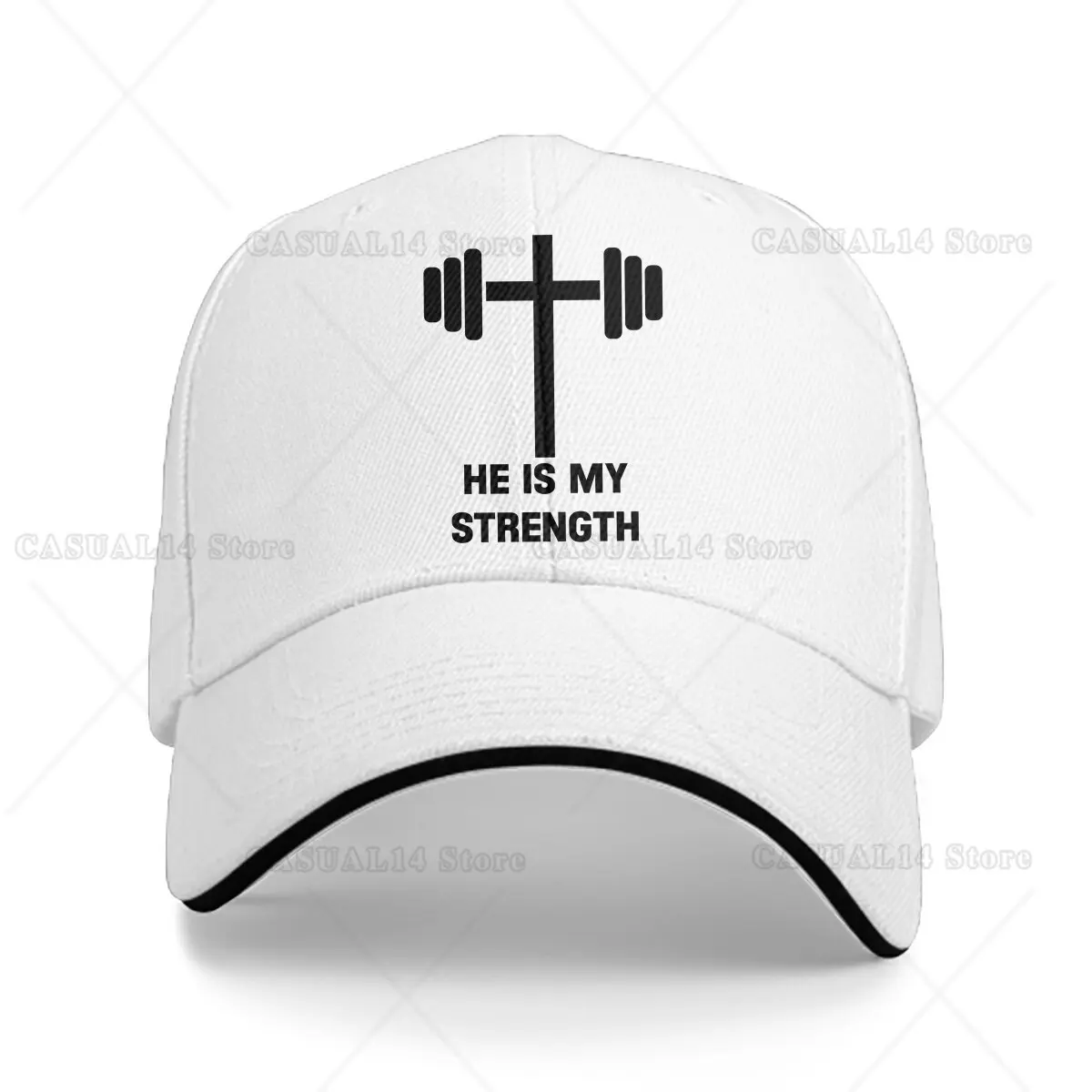 

Dad Hats He Is Strength Catholic Gym Motivational Bible Quote God Religious Classic Hat Sun Visor Caps Peaked Cap