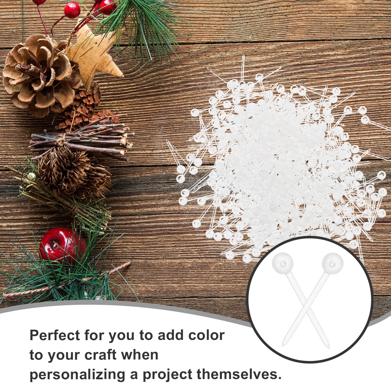 

1000Pcs Round Head Foam Ball Pins Transparent Multi-Use Sequin Pins for Xmas Crafting Handicraft Supply Sequin Tacks