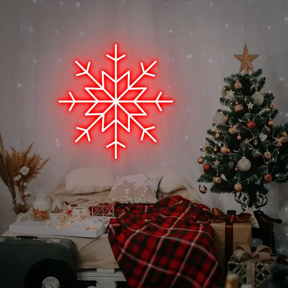 Snowflake Neon Sign, Snowflake Christmas Decoration Flex Silicone LED Neon Lights