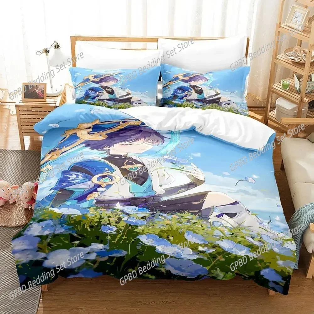 

Anime Game Genshin Impact Scaramouche Bedding Set Bedroom Soft Modern Bedspreads Comefortable Duvet Cover Quilt Cover Pillowcase