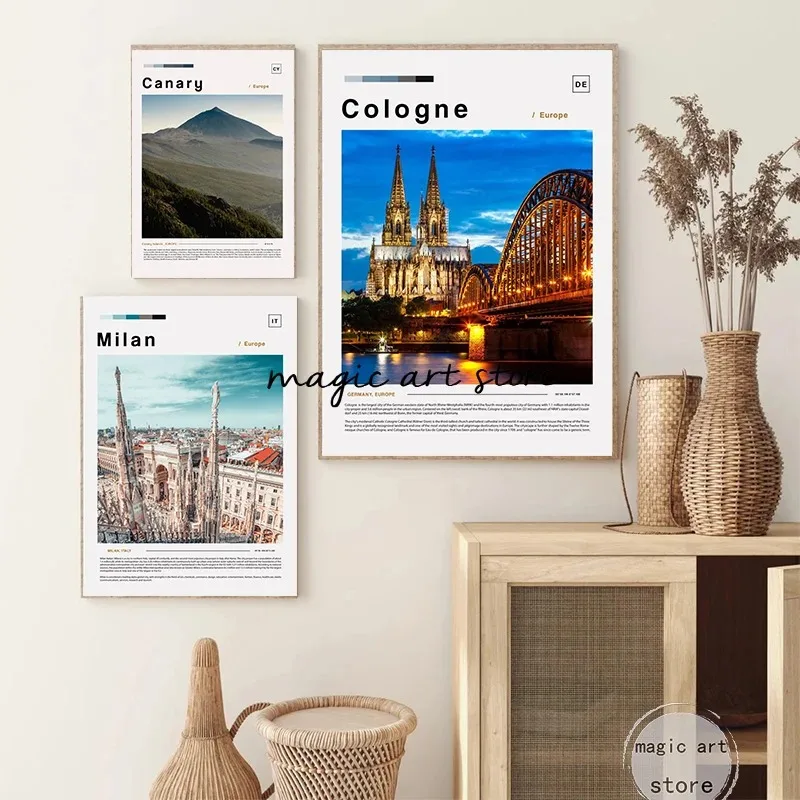 لوحة قماشية لديكور المنزل ، ملصق لغرفة المعيشة ، فن جداري ، باريس برشلونة ولوندون ، وليفربول ولوندون