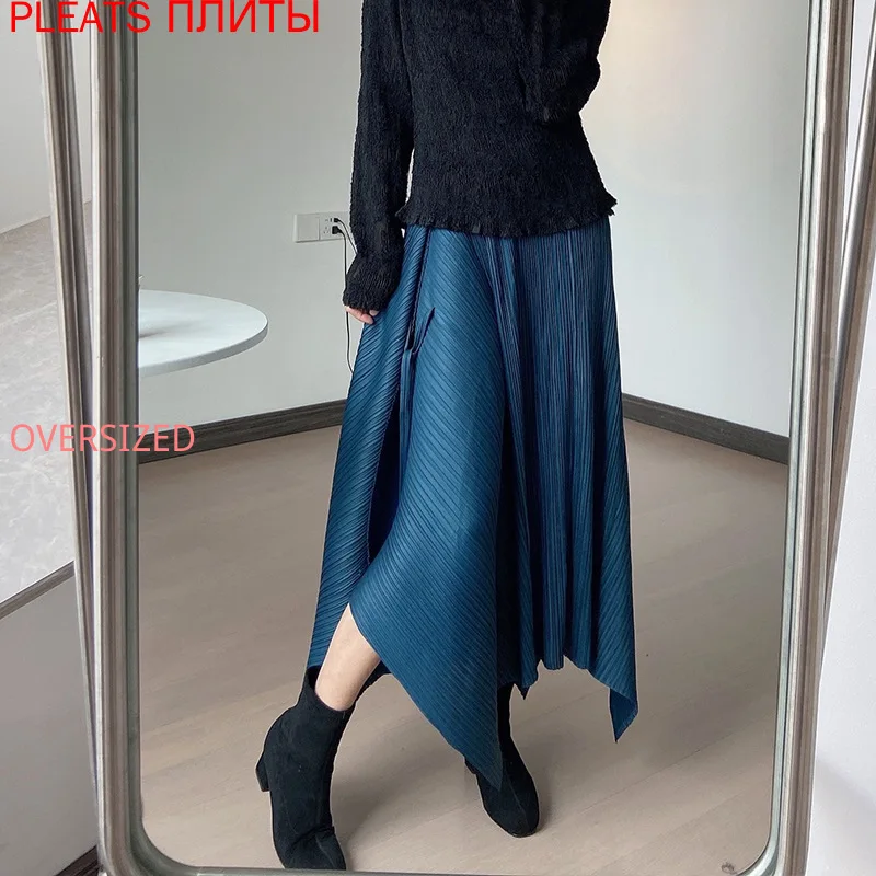 

Miyake Pleated Skirt for Women, High-waisted Umbrella Skirt, Mid-length PLEATS, Spring and Summer, New Design