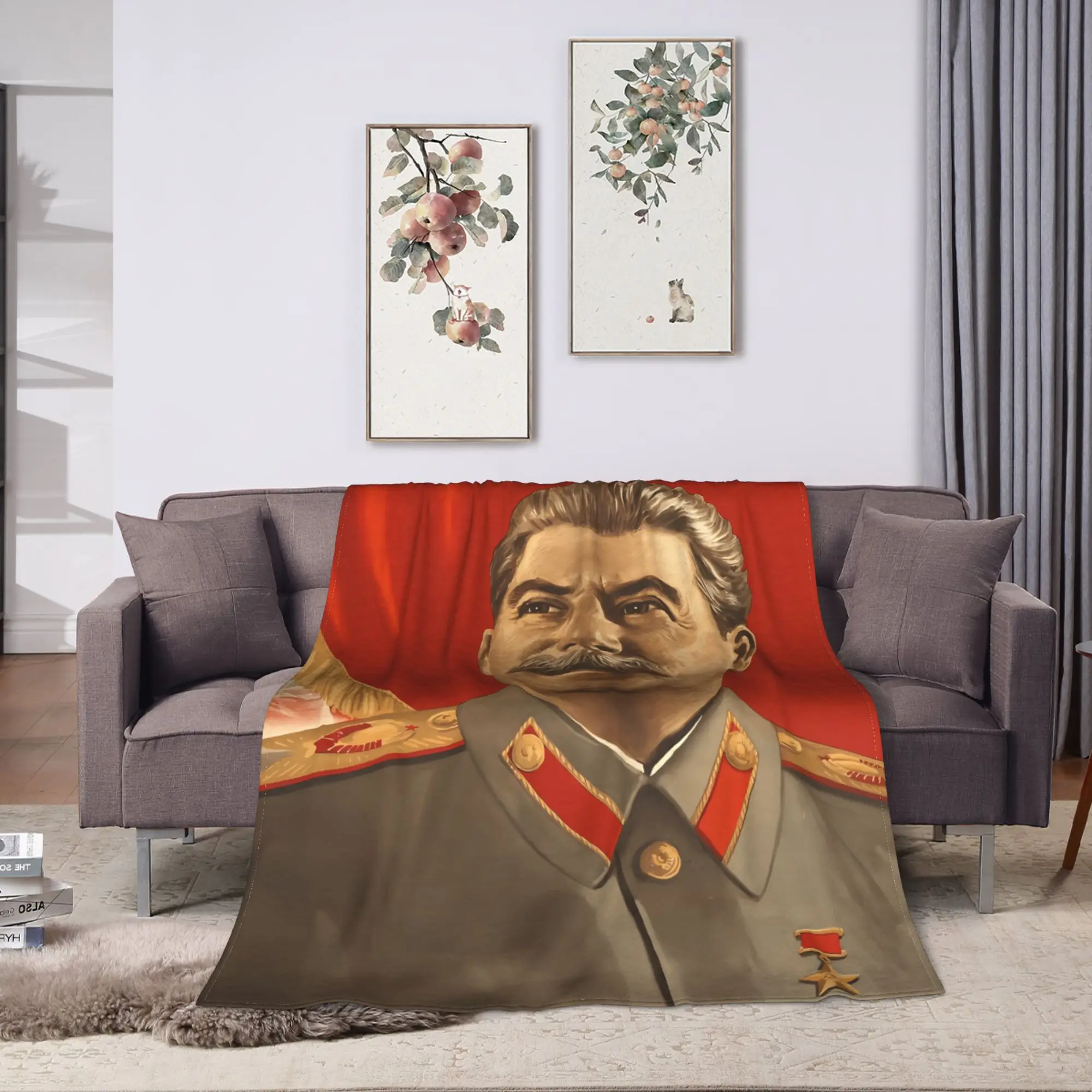Lenin Joseph Stalin Soft Warm Blankets  Students Plush Throw Blanket Fluffy Home Decor Flannel Bedspread Sofa Bed Cover