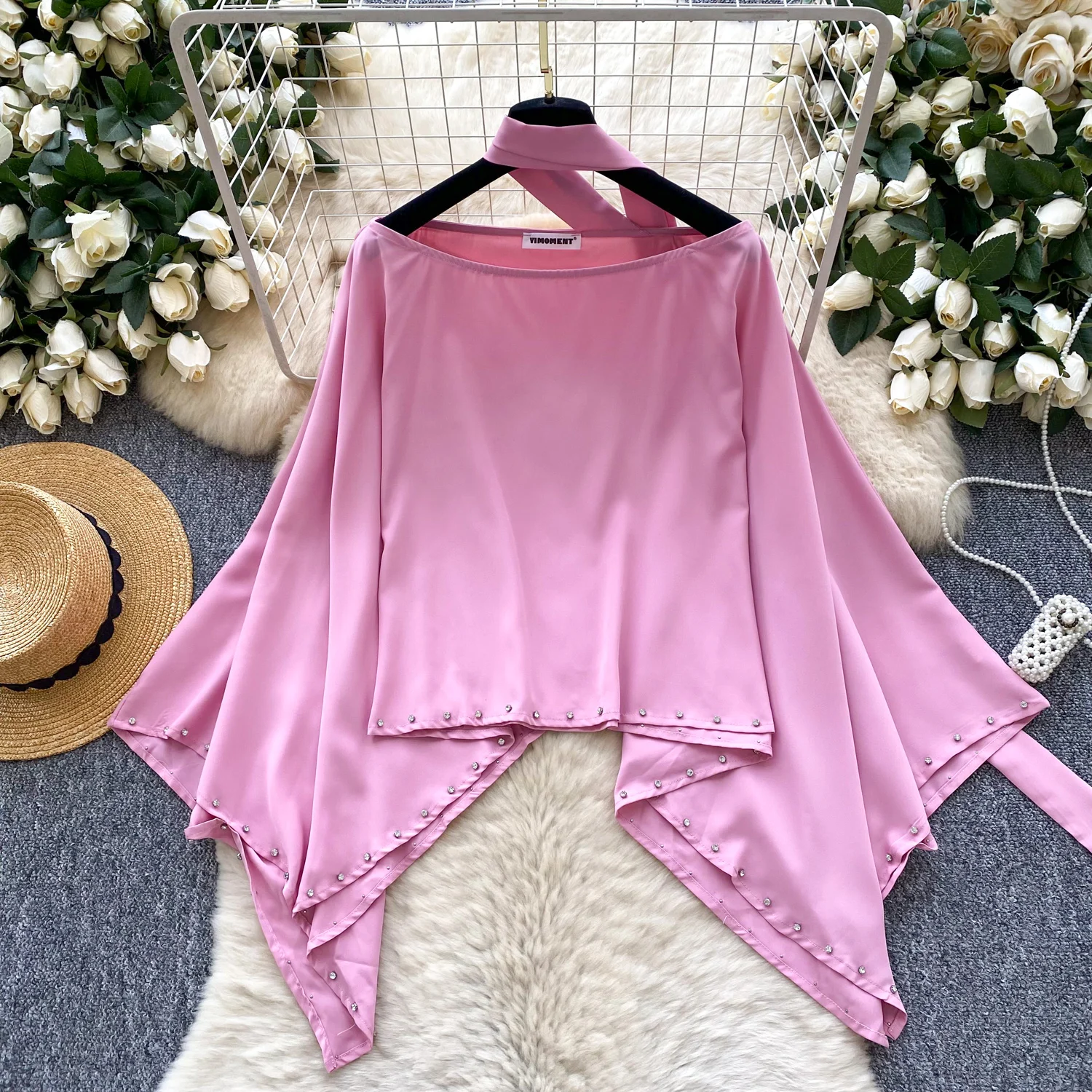 

Винтажная элегантная шикарная асимметричная свободная блузка с длинными рукавами, модная рубашка, повседневная женская рубашка феи