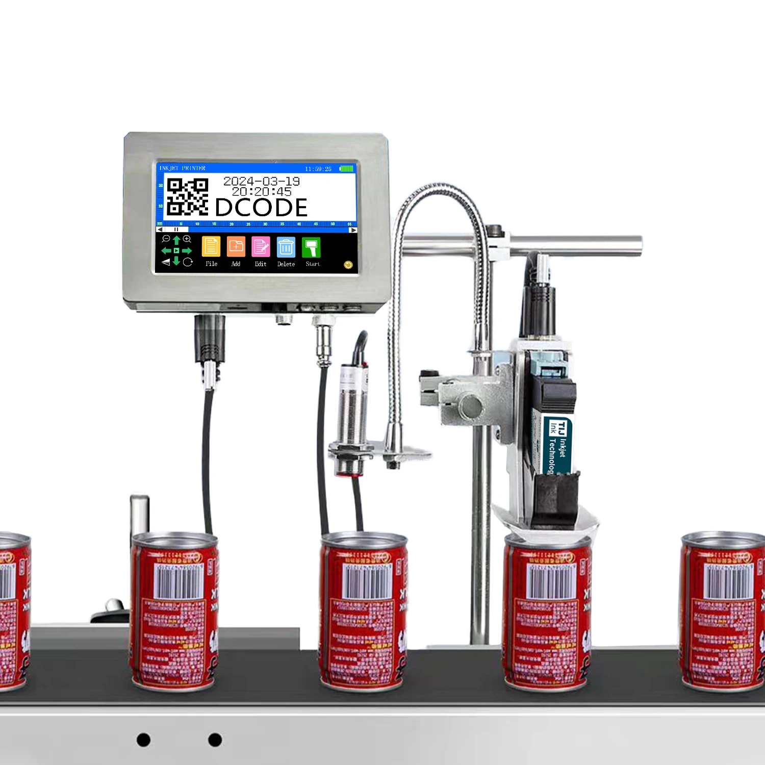 Imagem -05 - Dcode 170plus 12.7 25.4 mm Tij Industrial On-line Impressora Jato de Tinta Térmica Texto qr Código de Barras Número do Lote Logotipo Data Impressora de Etiquetas
