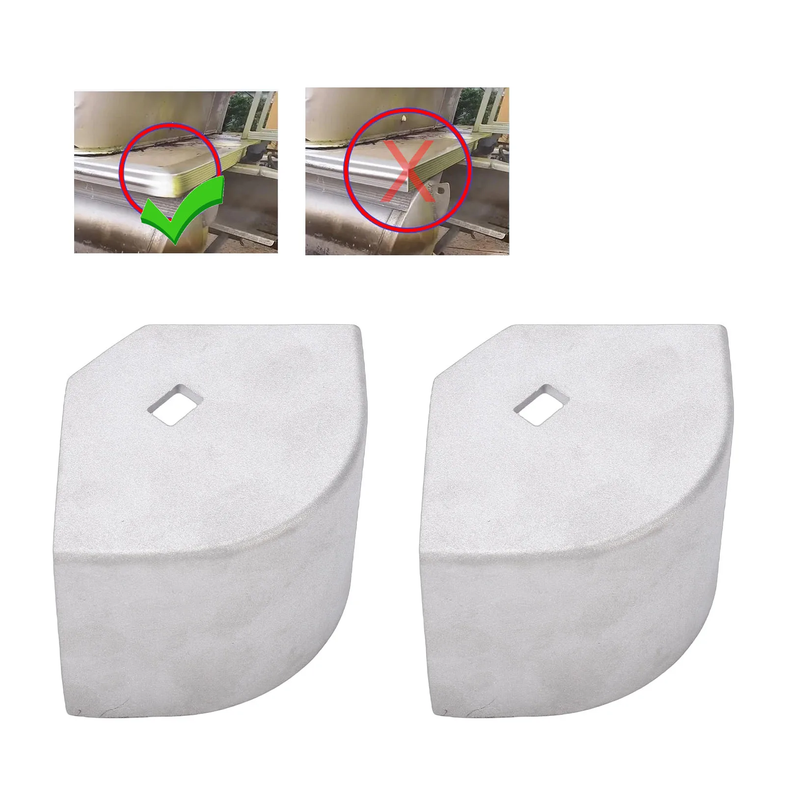 Pontoon Boat Deck Corner Caps Aluminum for 90 Degree Rounded Corners Height 2-1/2in to 2-5/8in Diagonal 4-1/16in to 4-3/16in