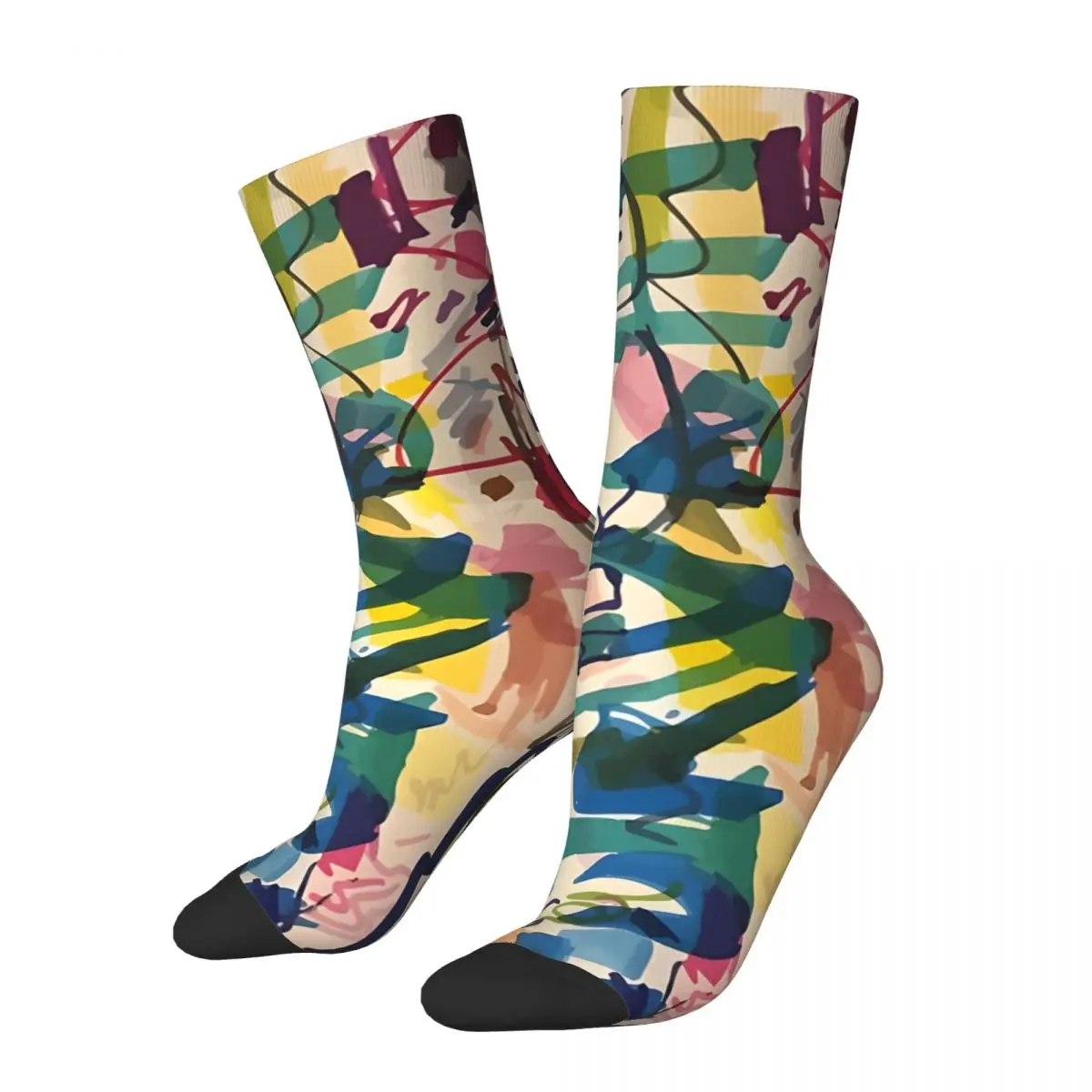 Chaussettes de compression unisexes sans couture pour hommes, motif graffiti, couleurs de la vie, art de rue rétro, Harajuku, nouveauté imprimée, chaussettes d'équipage