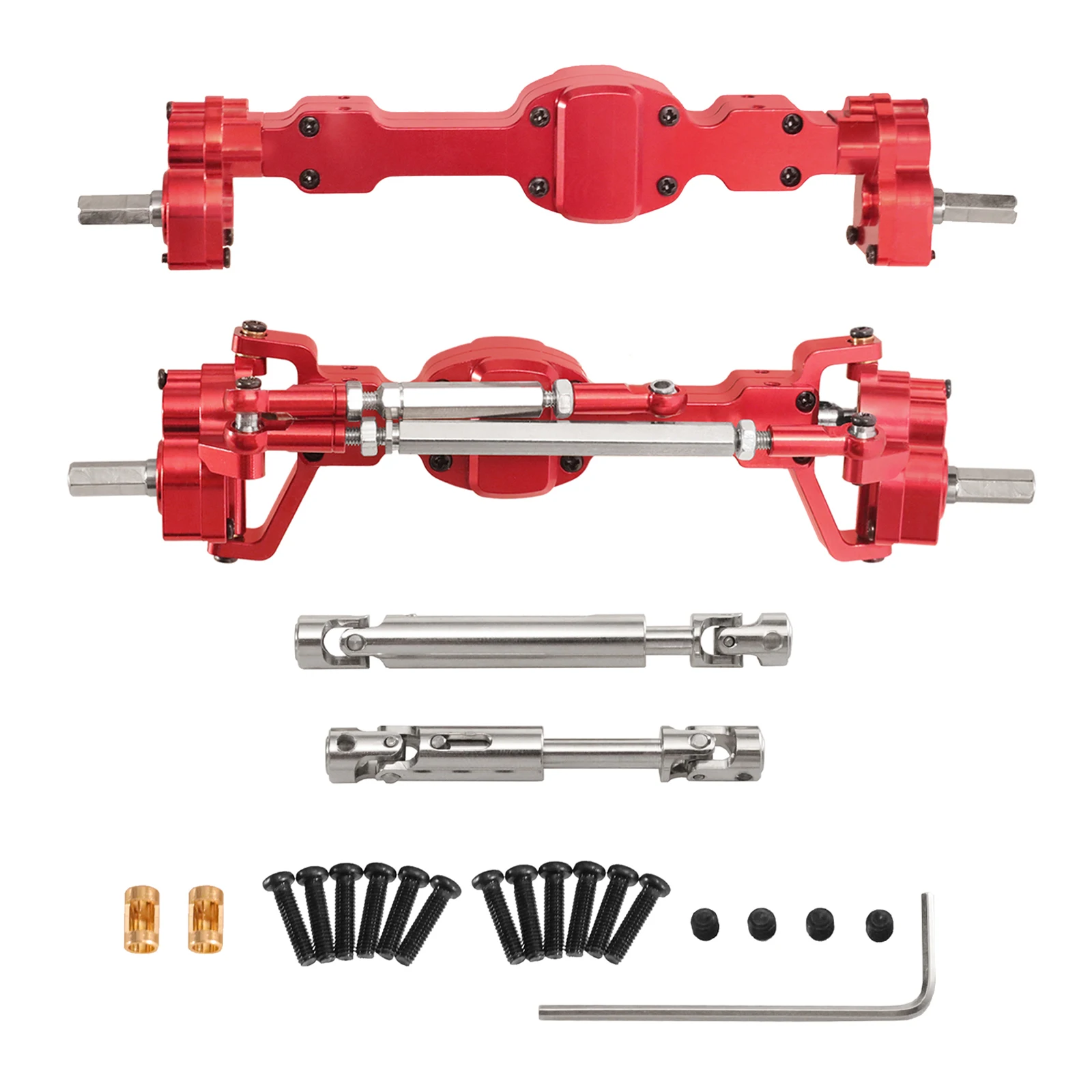 Aluminiumlegierung CNC eloxiertes Vollmetall-Portalachsset vorne hinten für JJRC 1/10 C8815 Willys MB Retro Jeep Upgrade-Zubehör