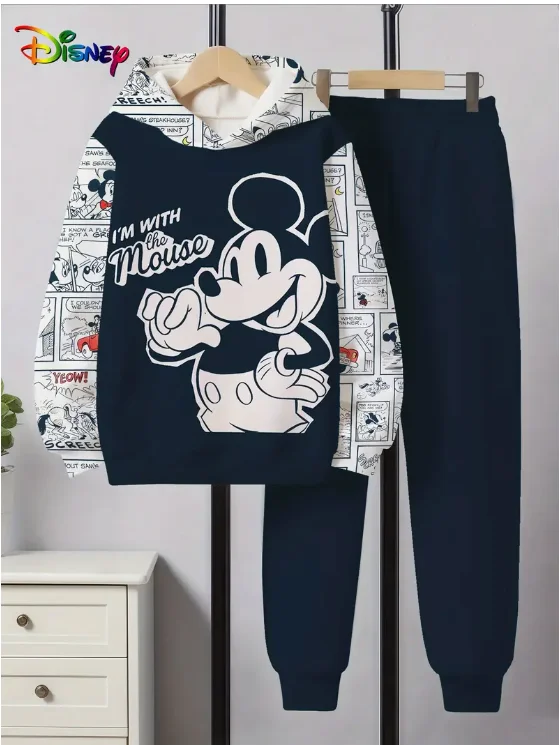

Autumn and Winter Casual Hoodie Set Harajuku Y2k Disney Mickey Mouse Hoodie Sweatshirt Women's Retro Fashion Sweatshirt Set