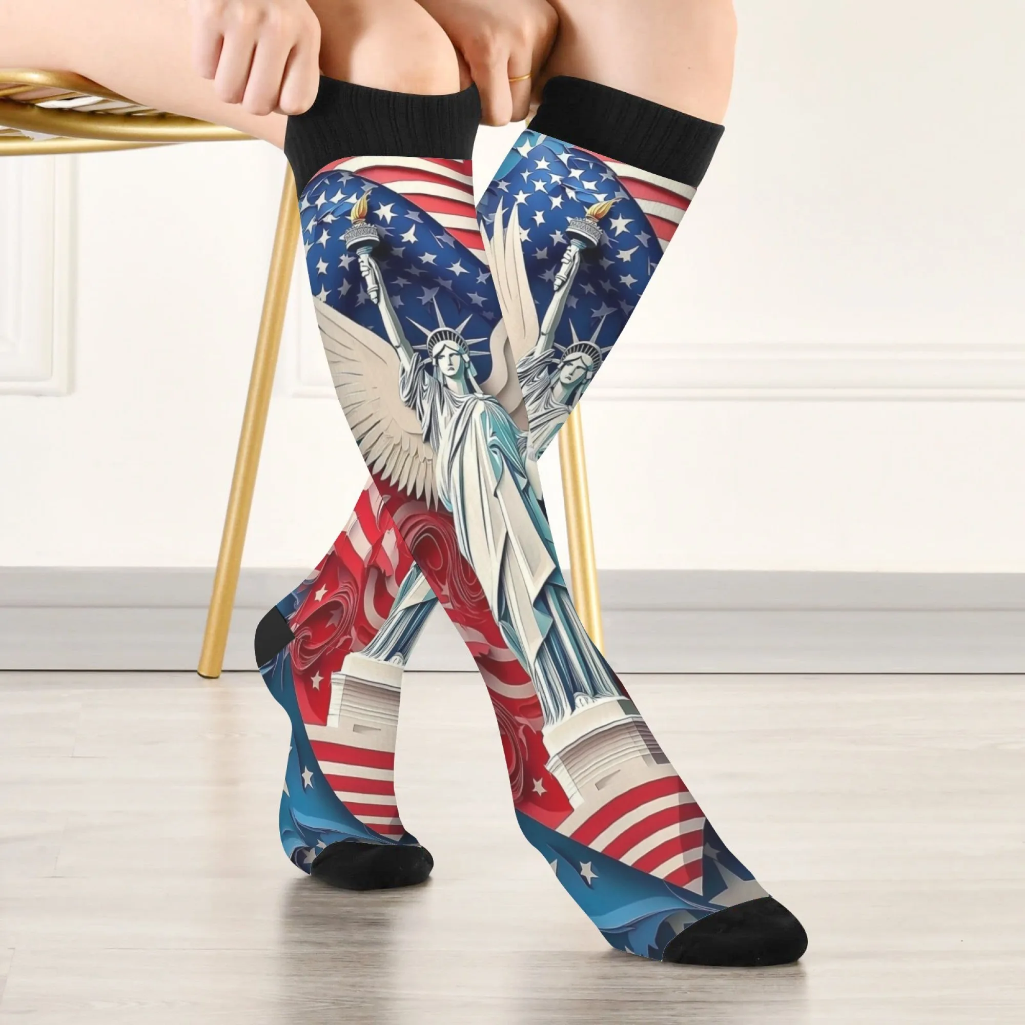 „American Elements“-Socken, bequem, warm, lässig, Damenstrümpfe, Harajuku-Stil, Neuheit, fröhliche Mode, Kompressionssocken