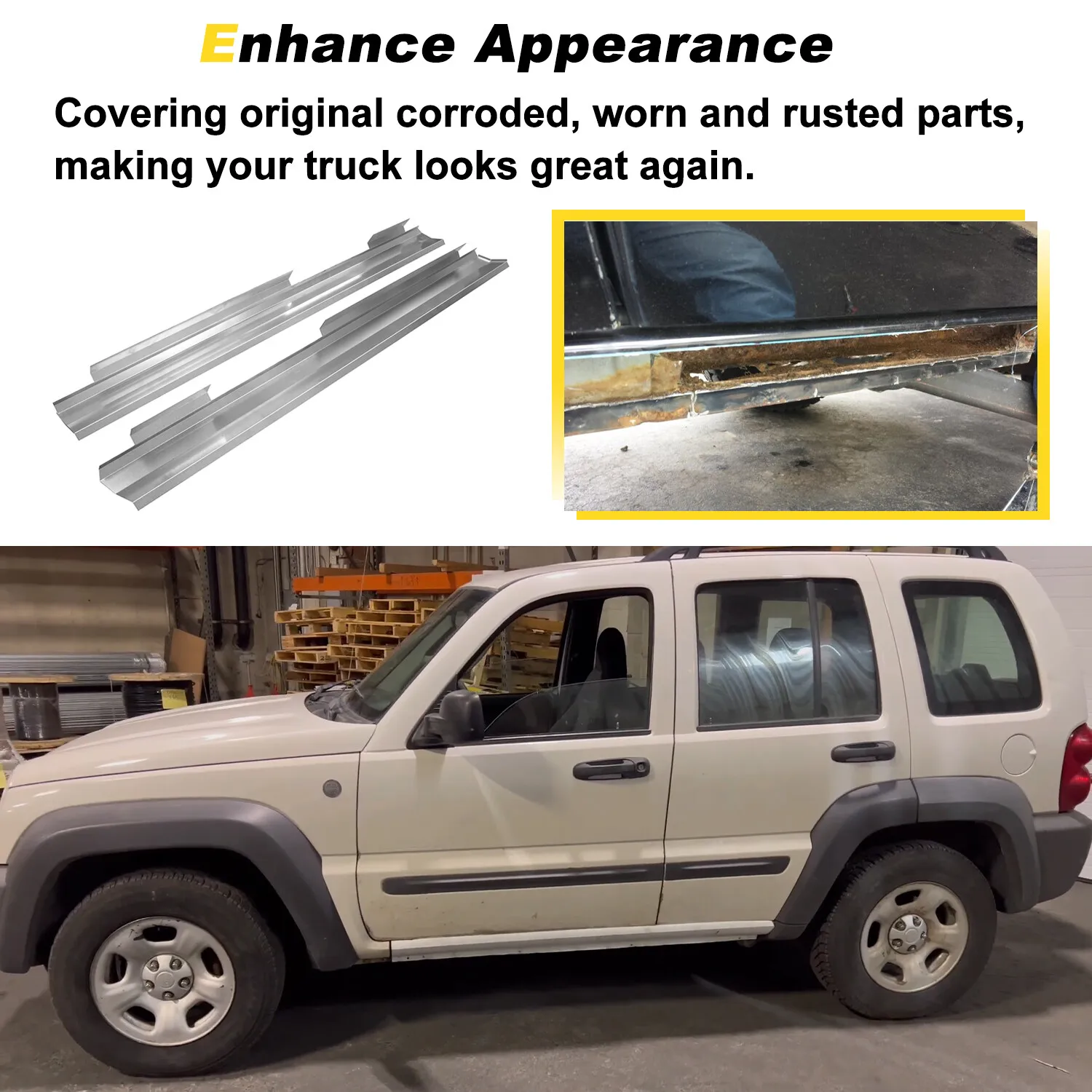 لسيارة جيب ليبرتي 4Door 2002-2007 سائق لوحة الروك سهل الارتداء + جانب الركاب