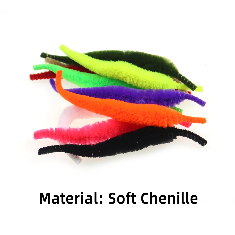 10 Stück 3,5 Zoll Fliegenbinden Mangums Micro Dragon Tail Soft Chenille für Hecht Mustky Streamer Baitfish Salzwasserfliegen Köder 10 Farben – Detail 3