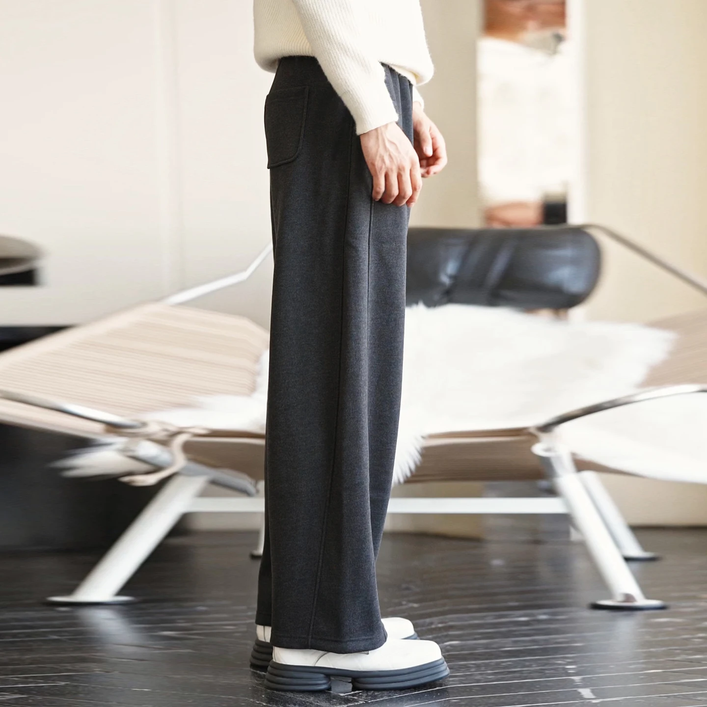 MVLYFLRT Men's Casual Thick Wool Acetate Silk Curved Knife Pants Loose Wide Leg Warm Autumn Winter Fashion 2026 New Style