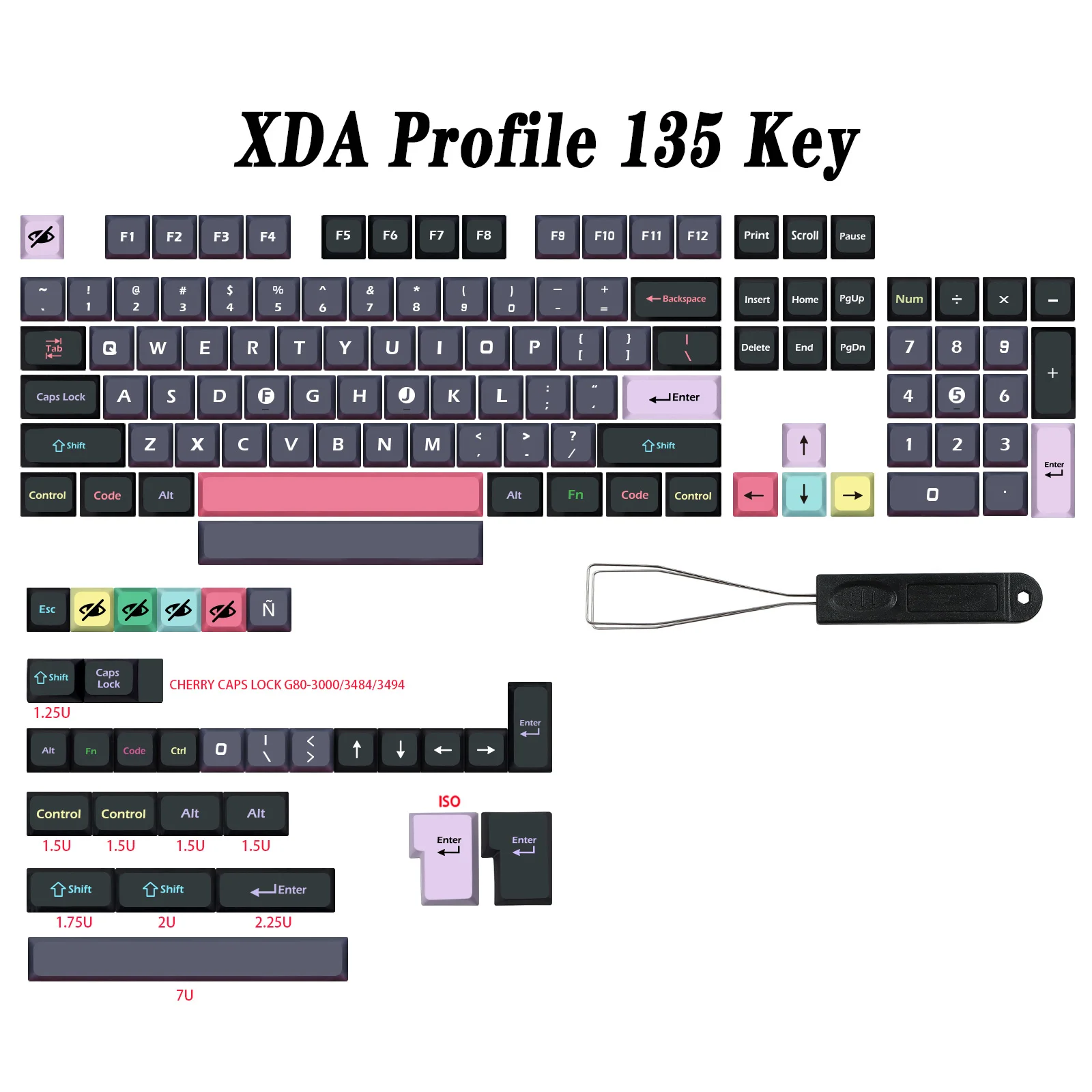 

135 Keys Dracula Keycaps XDA DYE-SUB Key Cap For dz60/RK61/gk64/68/75/84/980/104 Mechanical Keyboard gmk iso Keycap 7u Spacebar