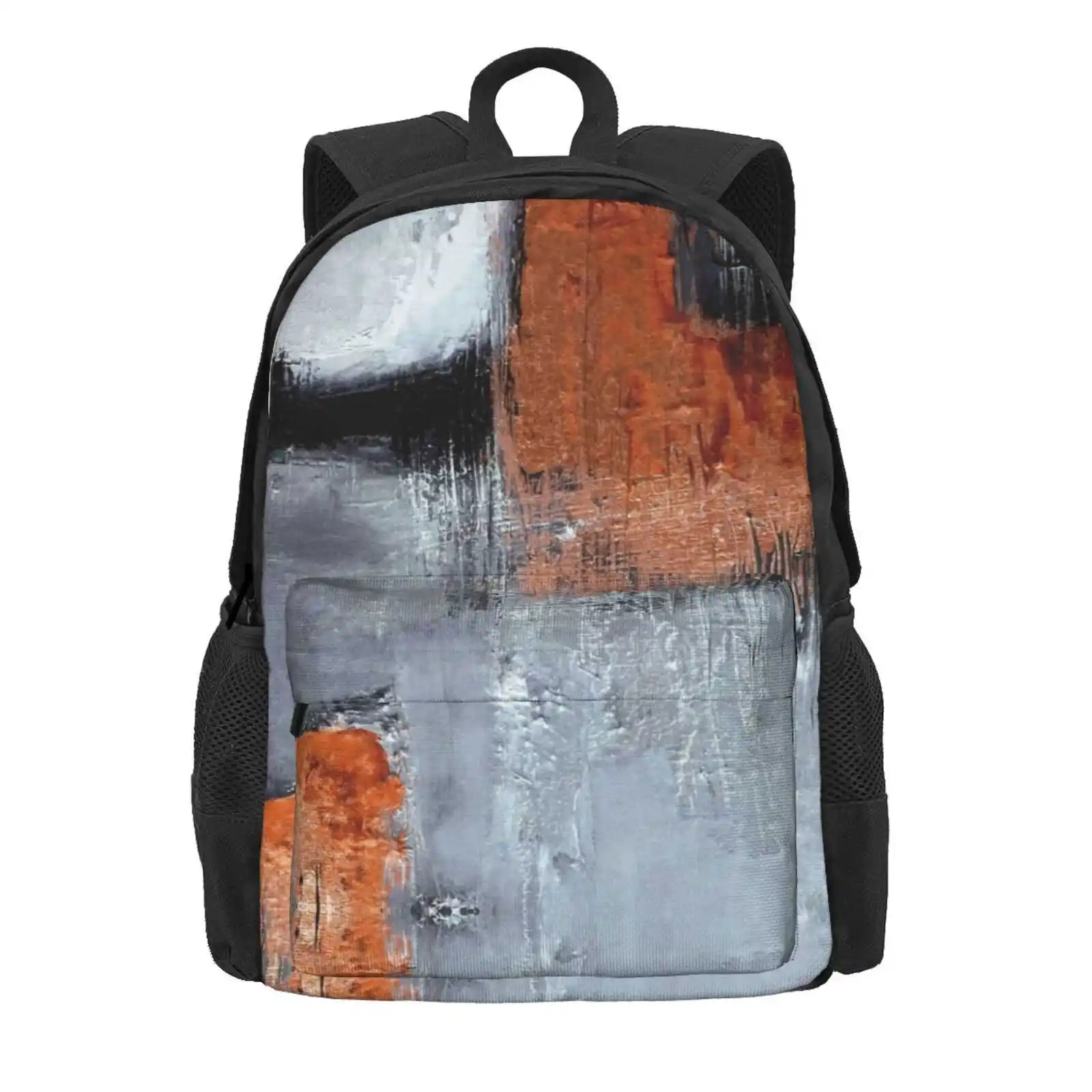 Black Orange Abstract Hot Sale Schoolbag Backpack Fashion Bags Black Orange Abstract Modern Art Set Industrial Original