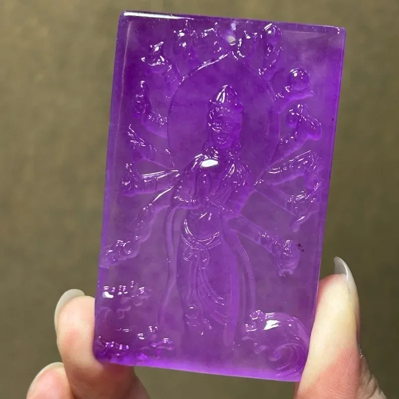 

Natural High Ice Quartzite Jade Purple Guanyin Pendant, Exquisite Fashion Brand Pendant Necklace