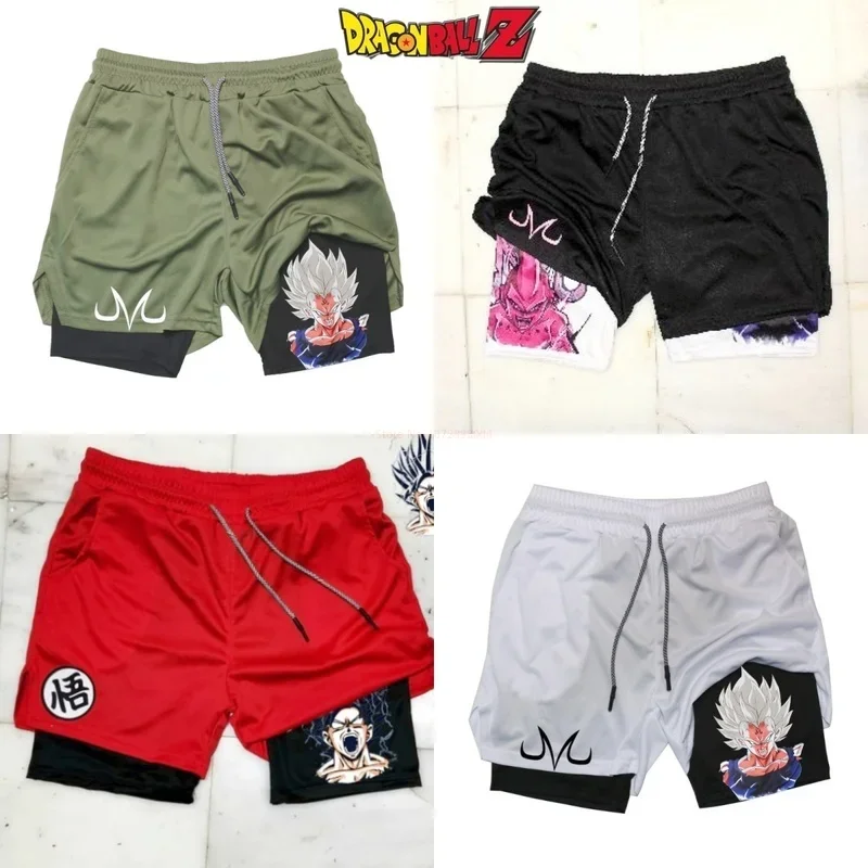 Anime Fiugre Dragon Ball Son Goku Shorts Double Layer Sports Short Pants Cartoon Sportswear Jogger Breathable Beach Men Gift