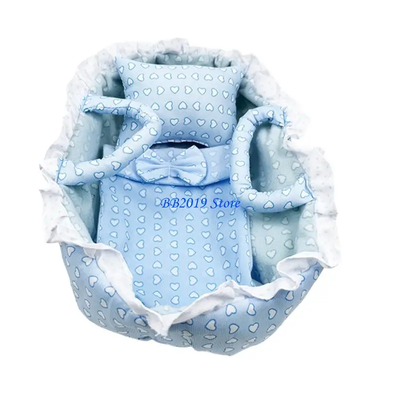 

Q0KB Портативная кукольная кровать для 12-дюймовых кукол, гладкая полиэфирная ткань, склеивание родителей и детей