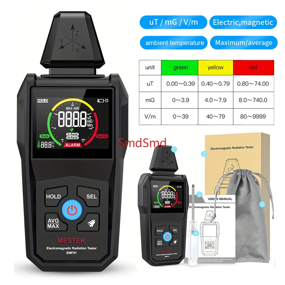 EMF01 Electromagnetic Field Radiation Detector Ghost Hunting Digital LCD EMF Meter for Home Office Router Microwave