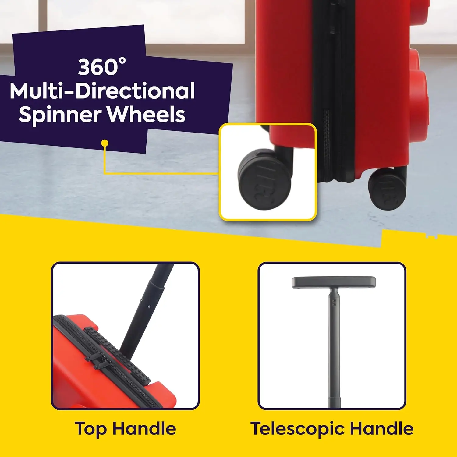 L 22 Inch Handbagage, Kenmerkende Trolley Uitbreidbare Hardshell Rollende Koffer Met Spinnerwielen, Rood