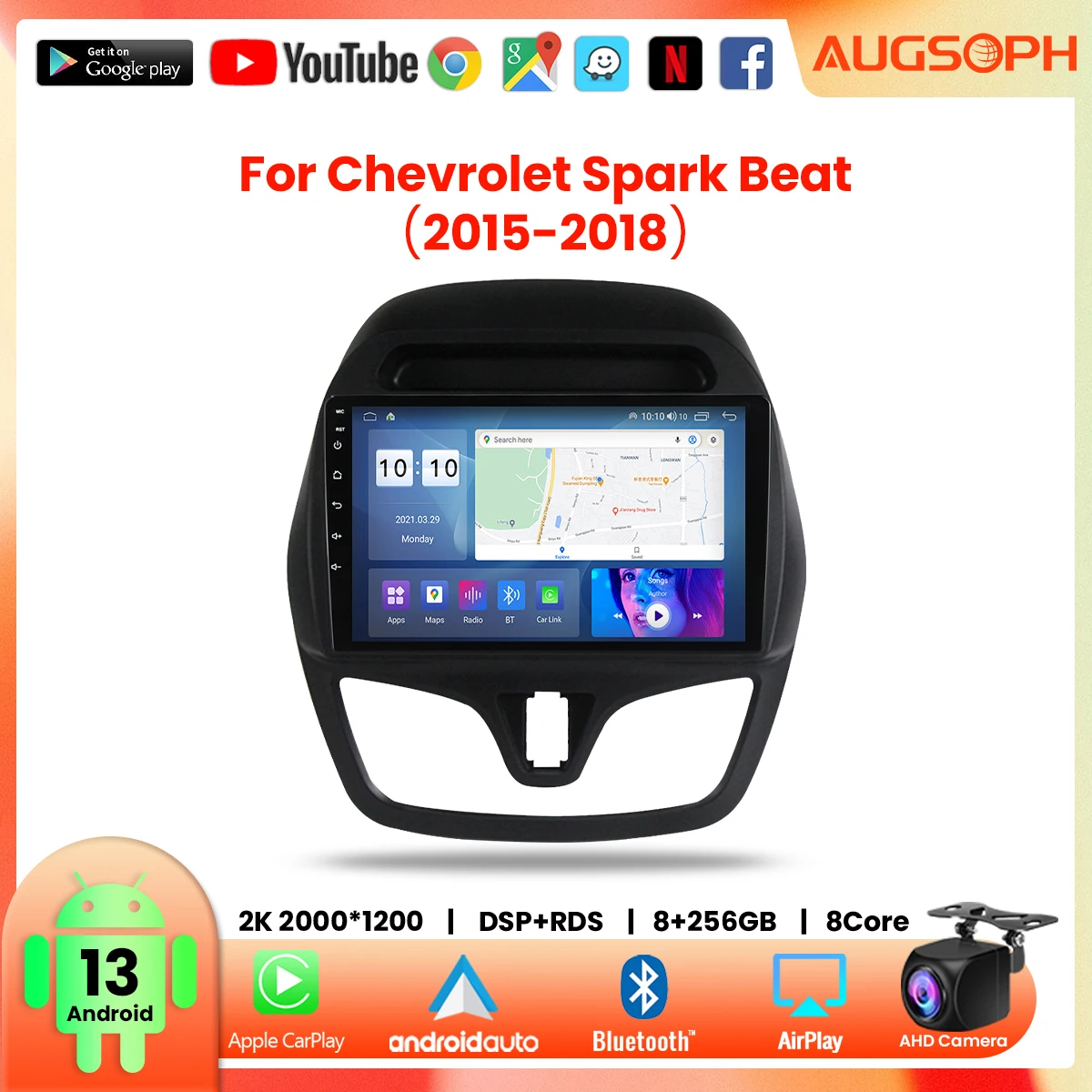 

Android 13 Car Radio for Chevrolet Spark Beat 2015-2018, 9inch 2K Multimedia Player with 4G Car Carplay & 2Din GPS Navigation.