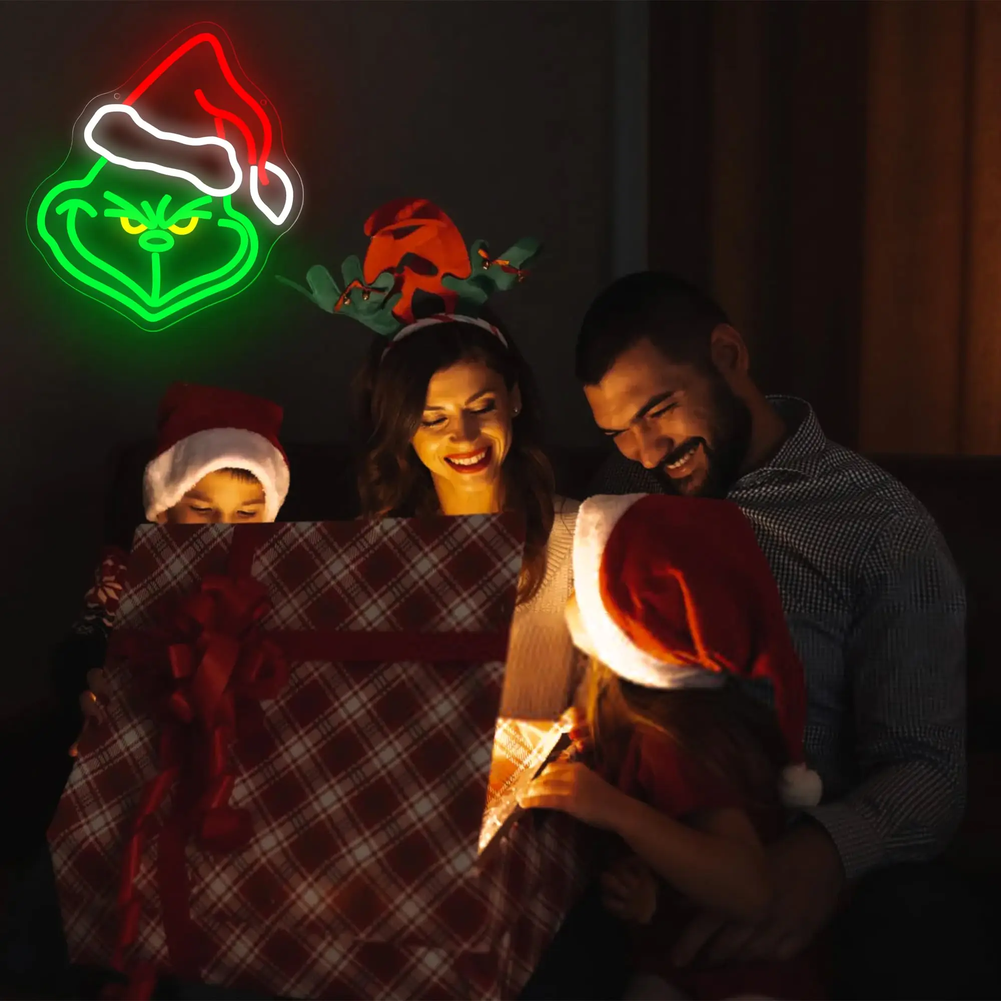 Christmas Neon Sign  USB Dimmable Switch Light Up Sign Wall Decor for Bedroom Holiday Bar Christmas Party Decor