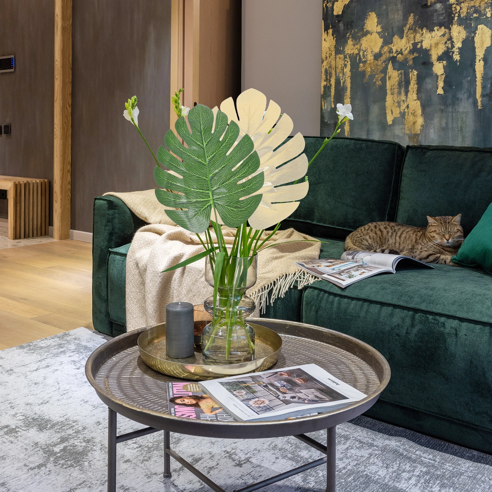 

72pcs Monstera Artificial Leaves Realistic Decoration Stylish Home nament Bedroom Living Room Party DIY Faux Leaf Layout