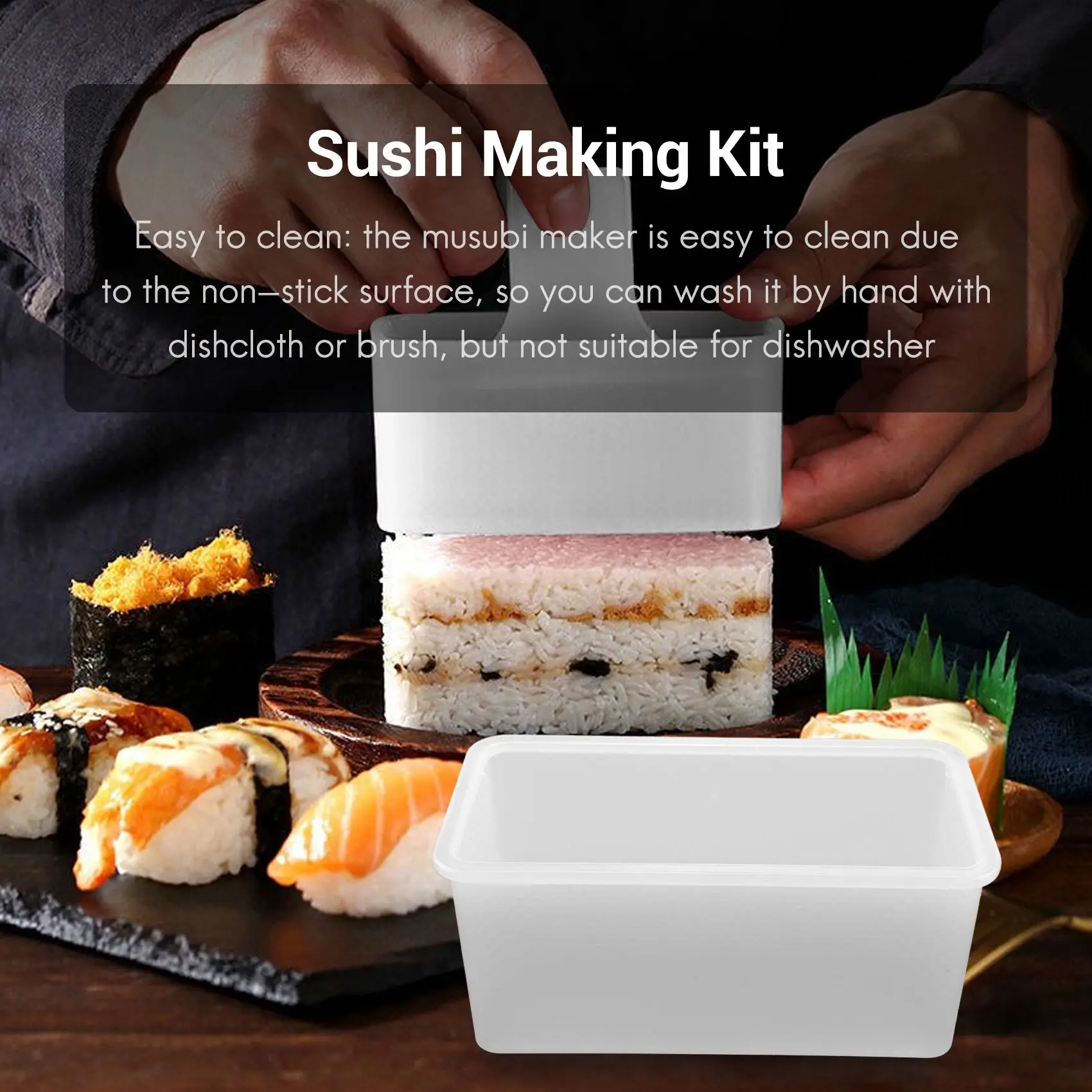 A25I-4 piezas de moldes de prensa para hacer Musubi, fabricante de Musubi de spam antiadherente, Kit de fabricación de Sushi no tóxico, fabricante de Musubi de spam hawaiana